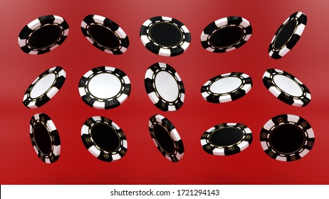 Casino Chips With Golden Dots - 3D Illustration