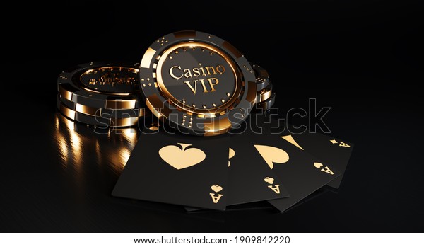 Casino Chips On Black Background Casino Stock Illustration 1909842220