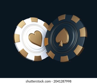 casino chips poker balckjack baccarat gold 3d render 3d rendering illustration 