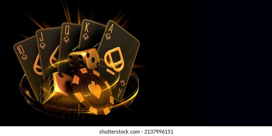 casino crabs dice cards poker balckjack baccarat and chips gold  3d render 3d rendering illustration 