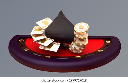 casino. crabs slot 777 poker blackjack baccarat table chips 3d render 3d rendering illustration