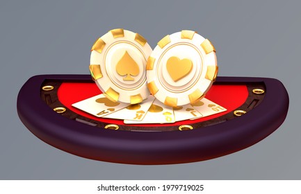 casino. crabs slot 777 poker blackjack baccarat table chips 3d render 3d rendering illustration