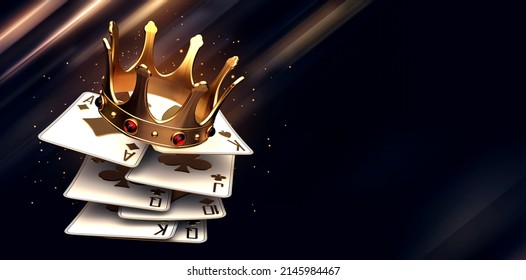 casino crown cards poker blackjack baccarat gold  3d render 3d rendering illustration 