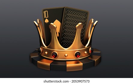 casino crown poker blackjack baccarat gold  3d render 3d rendering illustration 
