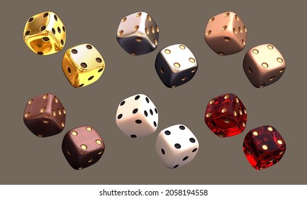 casino dice craps backgammon cube 3d render 3d rendering illustration 