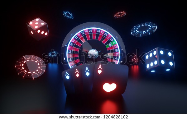 Casino Gambling Concept Futuristic Neon Lights Stock Illustration ...