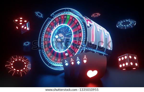 Casino Gambling Concept Futuristic Neon Lights Stock Illustration ...