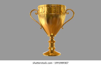 Casino Gold Cup Trophy Poker Baccarat Black Jack 3d Rendering 3d Render Illustration 