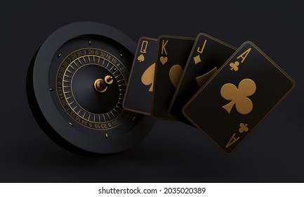 casino mix roulette set card 3d render 3d rendering illustration 