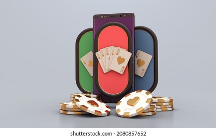 casino mobile cards table poker blackjack baccarat  Black And Red Ace Symbols With Golden Metal 3d render 3d rendering illustration 