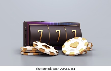 Casino Mobile Slot Machine 777 Banner 3d Render 3d Rendering Illustration 