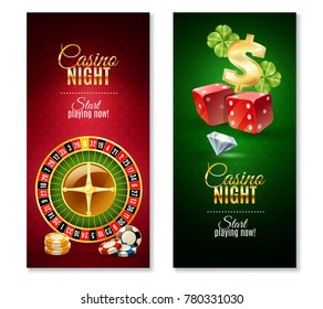 Casino night party games 2 colorful vertical bookmarks banners with roulette wheel  and luck symbol isolated  illustration  - Powered by Shutterstock