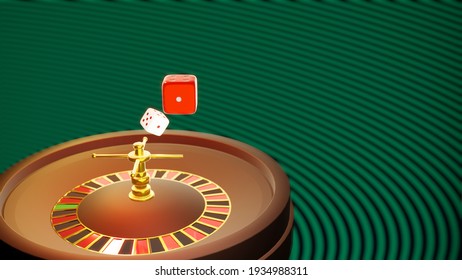 Casino Online Advertising Background With Dice Spinning On A Roulette Table And Green Scene., Blackjack Game Rules, 3D Rendering