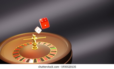 Casino Online Advertising Background With Dice Spinning On A Roulette Table And Black Space For Writing Your Lettering., Blackjack Game Rules, 3D Rendering