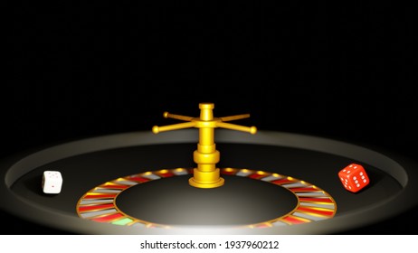 Casino Online Advertising Background With Roulette Spinning., Blackjack Game Rules, 3D Rendering