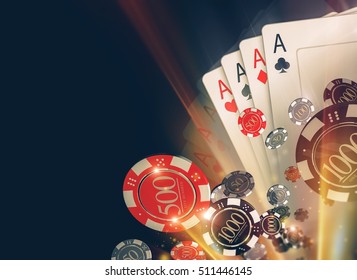 Casino Poker Chips Background with Copy Space. Casino Games 3D Illustration.
