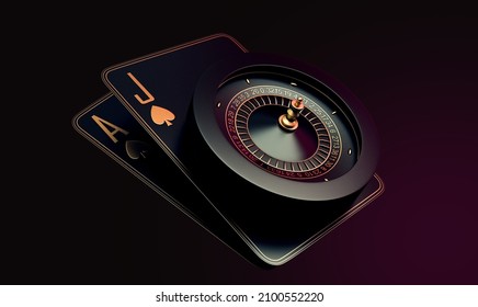 Casino Roulette Set Card Banner 3d Render 3d Rendering Illustration 