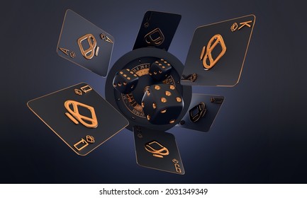 casino roulette set card poker blackjack baccarat 3d render 3d rendering illustration 