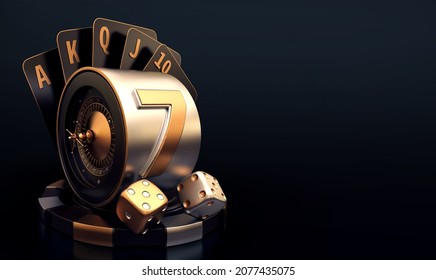 casino slot machine roulette set card banner motion chips 3d render 3d rendering illustration 