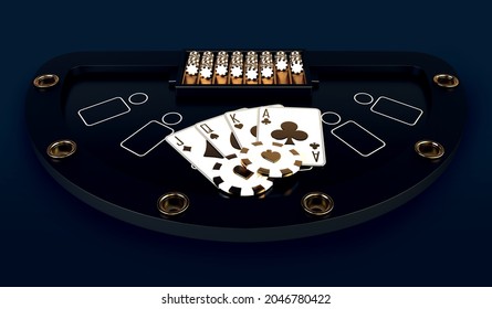 casino table cards poker blackjack baccarat gold  3d render 3d rendering illustration 
