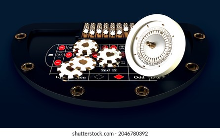 casino table roulette chips banner 3d render 3d rendering illustration 