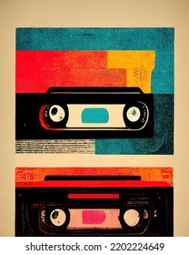 Cassette Tape Music Retro Vintage 90s Popart Poster 