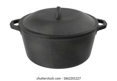 Cast Iron Dutch Oven 3D Illustration On White Background