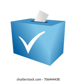 Cast your vote. ballot paper. putting voting paper in the ballot box blue.