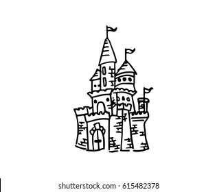 Castle Sketch Doodle Isolated