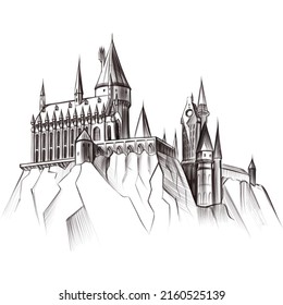 Castle Sketch Pencil Drawing Castle On Stock Illustration 2160525139 