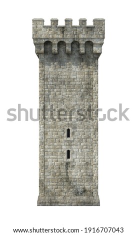 Castle Tower 3D illustration on white background 商業照片 © 
