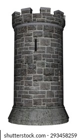 Castle Tower Isolated In White Background - 3D Render