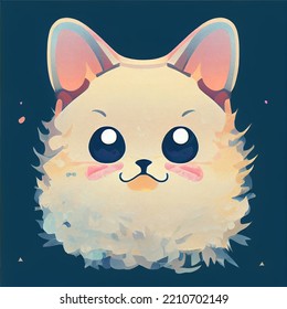 Cat Avatar Illustration With Blue Background - Concept