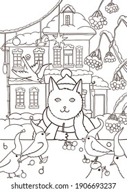 8100 Collections Winter Cat Coloring Pages  Free