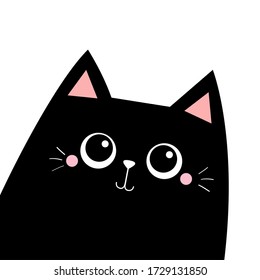 角にいる猫 かわいい漫画のカワイイ可笑しい悲しい顔 黒いシルエット ペットの赤ちゃんのコレクション ノートブックカバーテンプレート フラットデザイン のイラスト素材