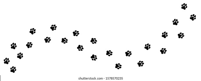 Cat or dog paw. Pet foot trail print. Step shape. sole silhouette.