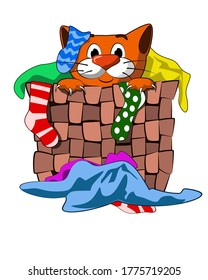 Cat  funny cartoon character  for children illustration 