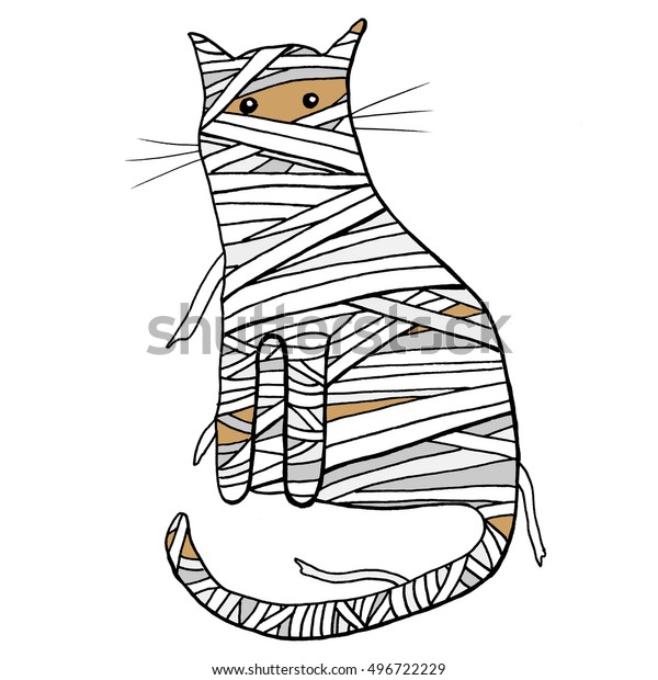 Cat Halloween Mummy Costume Stock Illustration 496722229