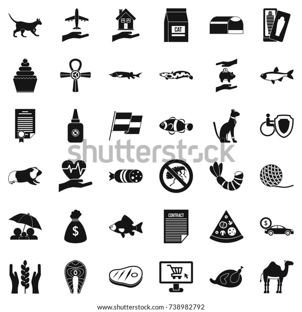 Cat icons set. Simple style of 36 cat  icons\
for web isolated on white\
background