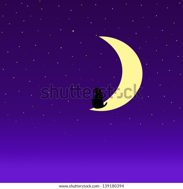  cat in the moon\
night