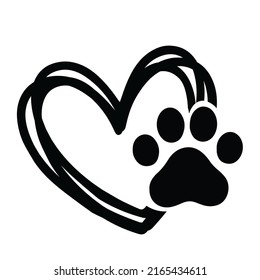 Cat Paw Print Heart Stock Illustration 2165434611 | Shutterstock