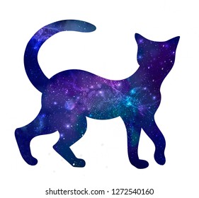 Cat Silhouette Made Stars Stock Illustration 1272540160 | Shutterstock