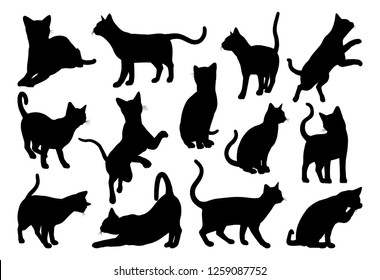 Collection Silhouettes Siamese Cats Vector Stock Vector (Royalty Free ...