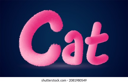 Cat Stylish Text Effect Pink Gradient Cute Cat Typography Fur Text Effect