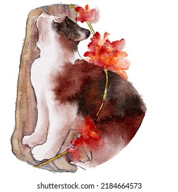 Cat Water Color Colorful Design