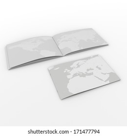 catalog with map of world printed in A4 horizontal format