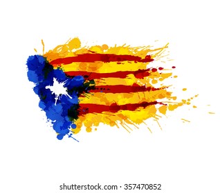 Catalonia Blue Estrelada flag made of colorful splashes