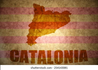 catalonia map on a vintage  flag background
