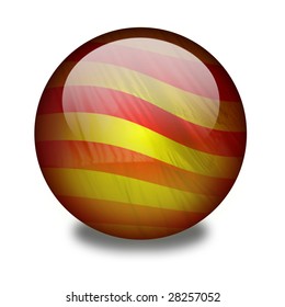 Catalonia. A shiny orb or sphere with a flag inside. Catalonia flag inside. Clipping path with the orb (without the drop shadow) included.