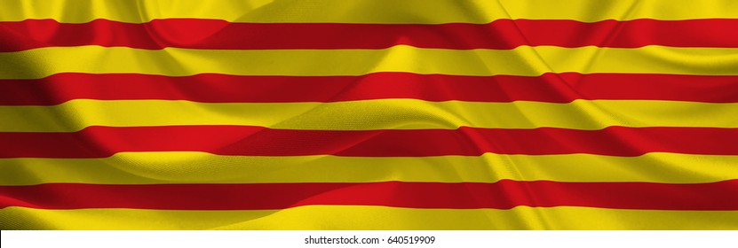 Catalonia waving flag wide format